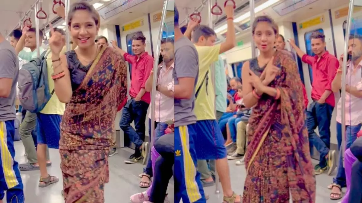 Womans Sari Dance to Billo Rani in Crowded Metro Goes Viral with Over 1.4 Million Views