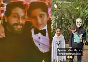 Allu Arjun’s son Ayaan takes his ‘Pushpa’ axe for Halloween