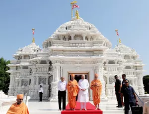 Amit Shah performs darshan & puja at Gujarat’s Lord Swaminarayan temple