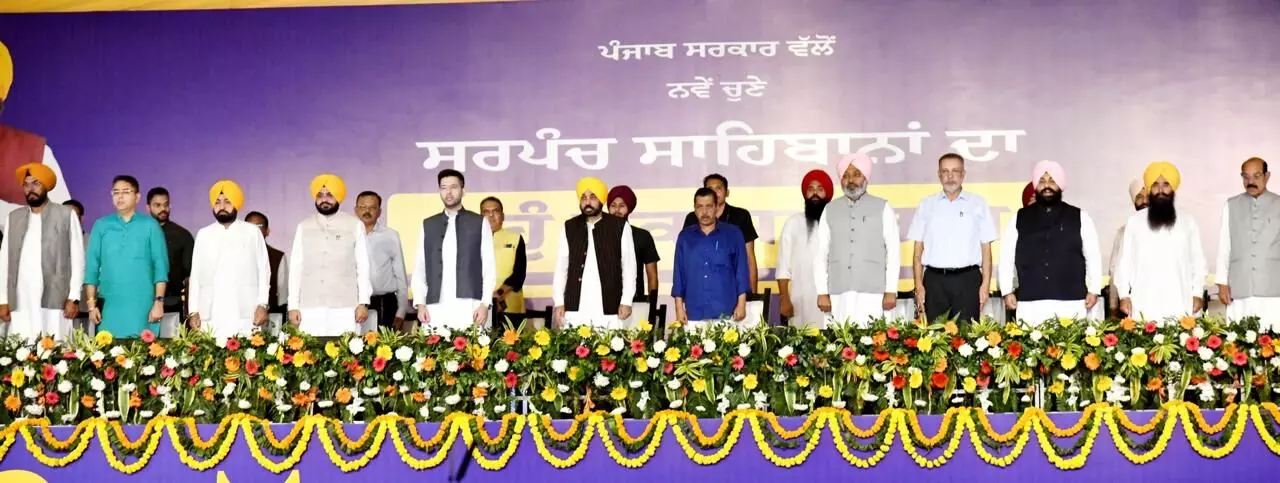 Kejriwal and Mann Call for Transparent, Development-Focused Leadership at Sarpanch Oath Ceremony