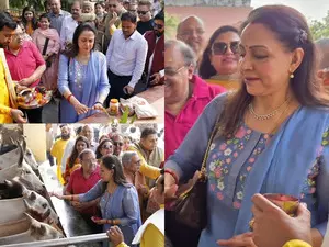 Hema Malini shares pictures from her Gopashtami celebrations