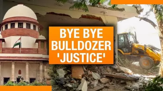 Bulldozer Justice: The ‘King’ cant enter – all his force dares not cross the threshold of the ruined tenement.