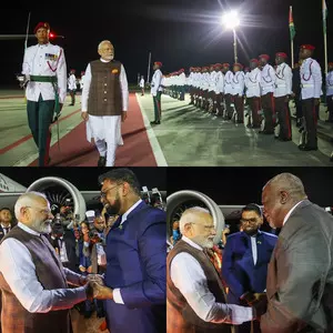 On his historic visit, PM Modi welcomed by Guyana Prez, cabinet