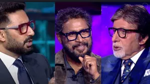 Amitabh, Abhishek play ‘Who’s the Better Bachchan?’ on ‘KBC’ set with Shoojit Sircar