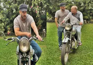 Salman Khan shares pictures with father Salim Khan’s first bike