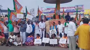 Waqf row: BJP stages protest condemning land grab in K’taka