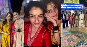 Raveena Tandon, daughter Rasha seek blessings at Mallikarjuna Temple