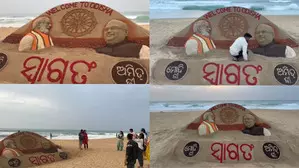 Sand sculpture of PM Modi at Puri Beach ahead of his Odisha visit