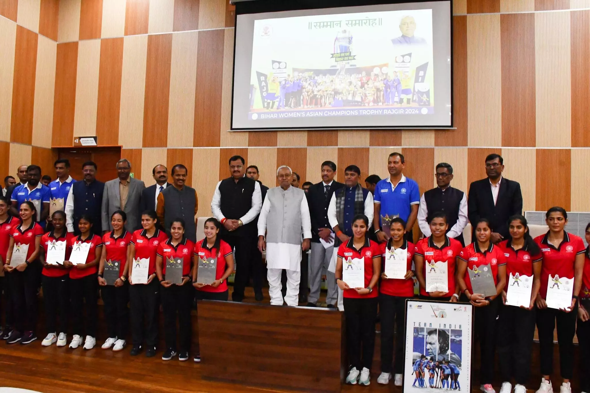 Bihar Chief Minister Felicitates Indian Womens Hockey Team for Historic Victory at Asian Hockey Champions Trophy 2024