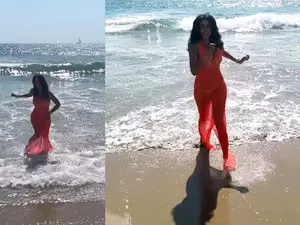 Mallika turns ‘desi’ Pamela Anderson as she runs on the beach