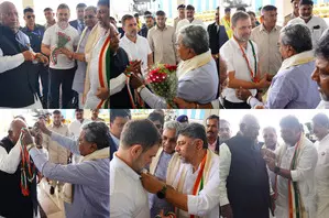 Cong centenary session celebrations: Rahul Gandhi, Kharge arrive in Belagavi