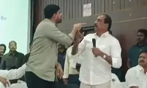 BRS MLA creates commotion at official meeting, fights with defected MLA