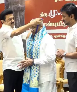 Stalin presents prestigious Perunthalaivar Kamarajar award to K.V. Thangkabalu